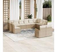 vidaXL Salon de jardin Ensemble de 12 canapés en poly rattan Beige avec coussins