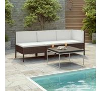 Salon de jardin modulable Vidaxl resine tressee beige 3 pieces x 57 x 69 3 personnes blanc G