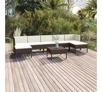 vidaXL Ensemble salon de jardin 8 pièces en poly rotin brun avec coussins