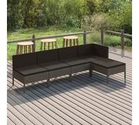 vidaXL Ensemble de salon de jardin 5 pièces avec coussins Poly Rattan Gris