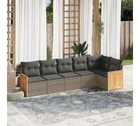 vidaXL Ensemble de salon de jardin 6 pièces Résine tressée (poly rotin) avec coussins Gris