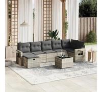 vidaXL Ensemble de jardin canapé 8 pièces avec coussins gris clair Poly rotin