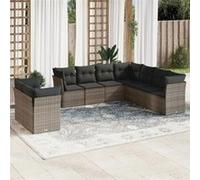 Salon de jardin modulable Vidaxl resine tressee gris 9 pieces x 124 x 69 9 personnes Marron G
