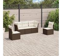 Salon de jardin modulable Vidaxl resine tressee marron 5 pieces 5 personnes Marron G