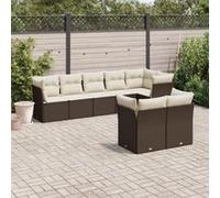 vidaXL Ensemble de jardin canapé 8 pièces avec coussins Marron Poly rotin