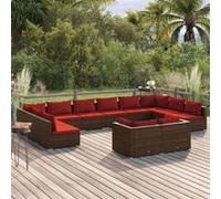 Salon de jardin modulable Vidaxl resine tressee rouge 12 pieces x 70 x 60.5 12 personnes rouge