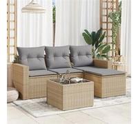 vidaXL Ensemble de salon de jardin modulable 5 pièces Beige en poly rattan avec coussins
