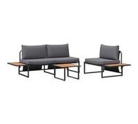 Salon de jardin modulable Vidaxl rotin gris 3 pieces 3 personnes gris G