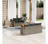 vidaXL Ensemble de salon de jardin 6 pièces avec coussins Gris Poly rotin