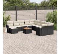 Salon de jardin modulable Vidaxl rotin noir 12 pieces x 65.5 x 69 Noir G