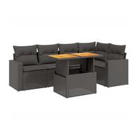 Salon de jardin modulaire 6 pièces, ensemble canapés et table relevable, résine tressée noire, coussins déhoussables lavables, résistant aux UV