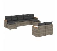 Salon de jardin modulaire 9 pièces, résine tressée grise, acier enduit de poudre, résistant aux UV, avec coussins déhoussables lavables