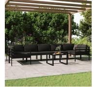 Salon de jardin - Modulaire - Aluminium anthracite - 8 places - Coussins inclus