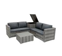 Rotin Modulaire Ensemble de meubles 6 pièces - Gris