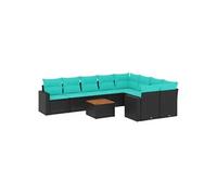 Salon de jardin modulaire GENERIQUE - Lot de 10 pièces en rotin noir - 62x62x69 cm