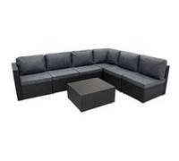 Salon de jardin monstershop rotin noir 7 pieces 6 personnes noir