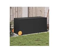 vidaXL Coffre de jardin à roulettes 283L en poly rotin Noir