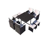 Salon de jardin noir resine tressee 8 personnes 110.0 x 110 x 73.0 cm 8 pieces
