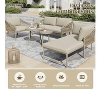 Salon de jardin - O.Ye - Salon modulable 4 places - Coussins 8 cm - Tables verre trempé - Pieds réglables Kak VAPORISATEUR DE SALON