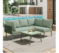 Salon de jardin - O.Ye - Set 3 pièces - Vert corde - Structure fer thermolaqué - Coussins ！0 cm déhoussables VAPORISATEUR DE SALON