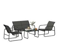 Salon de jardin - Outsunny - canapé fauteuils - table basse - verre trempé - 4 pièces - gris et noir