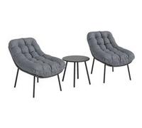Outsunny Salon de jardin en résine tressée 2 personnes – coussins 15 cm, cadres en acier, gris