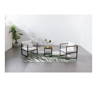 Vigo salon de jardin 2 places gris anthracite et effet bois + table