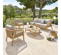 Salon de jardin PAPOUASIE Acacia 5 places - certifié FSC®, Polyester Hespéride