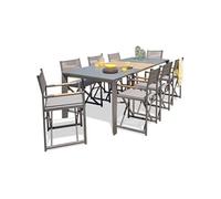 Salon de jardin paris garden gris aluminium 8 personnes 180 x 100 x 74 cm 9 pieces