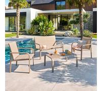 Hespéride Salon de jardin PIAZZA Café 4 places – Aluminium traité époxy, Texaline Hespéride