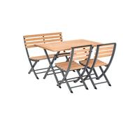 Salon de jardin pliant en aluminium et teck 4 personnes Porto Rico