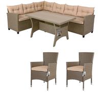 Salon de Jardin en polyrotin Crème 8 Personnes Mobilier de Jardin avec Coussins Meuble Extérieur Mobilier de Terrasse Patio