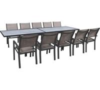 Habitat et Jardin - Salon de jardin extensible Lagos - Taupe - 200/320 x 105 x 76 cm - 10 places
