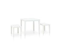 vidaXL Table de jardin avec 2 bancs plastique blanc
