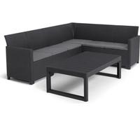 Salon de jardin résine Allibert by KETER SanRemo, 6 places, table basse 2 en 1, gris graphite, avec coussins