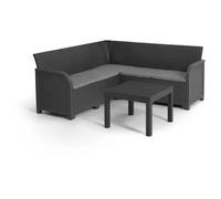 Salon de jardin - résine aspect rotin tressé- Allibert by KETER - 5 personnes - SanRemo - Gris graphite