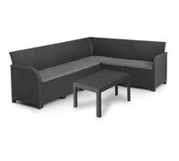Salon de jardin - résine aspect rotin tressé - Allibert by KETER - 6 personnes - SanRemo - Gris graphite