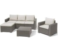 Salon de jardin résine imitation rotin tressé Allibert by KETER MOOREA, 5 personnes, Cappuccino