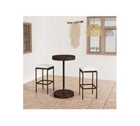 vidaXL Ensemble bar de jardin 3 pièces avec coussins Poly rotin brun