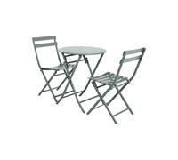 Hespéride – Salon de jardin Greensboro – Rond métal Ø 60 cm Olive avec 2 chaises