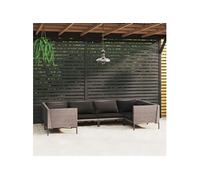 vidaXL Ensemble de salon de jardin 6 pièces avec coussins Poly rotin gris foncé