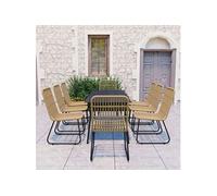 Salon de jardin rotin marron 9 pieces