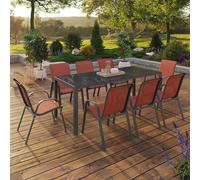 IDMarket - Salon de jardin Madrid - Table 190 cm et 8 chaises empilables - Terracotta