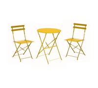Salon de jardin Table ronde pliante Ø 60 cm + 2 Chaises pliantes Cuba