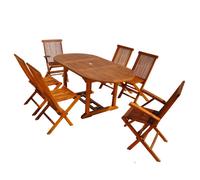 Concept Usine – Salon de jardin LUBOK Ovale teck huilé 6 pers – Table ovale 4 chaises 2 fauteuils