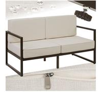 Canapé de jardin COMOSA 2 places avec rembourrage épais - marron/beige