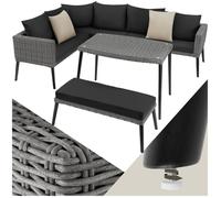 Salon de jardin - TECTAKE - Canapé lounge d'extérieur PULA en rotin et cadre en aluminium et plaque en verre de sécurité - Gris