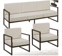 Salon de jardin - TECTAKE - Ensemble détente d'extérieur COMOSA pour 5 personnes déperlant avec structure en acier - Marron/Beige