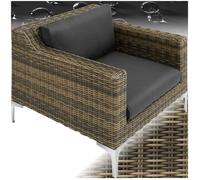 Salon de jardin - TECTAKE - Ensemble détente d'extérieur modulable VILLANOVA en rotin 1 fauteuil avec accoudoirs - Marron Naturel