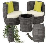 Ensemble de salon en rotin et aluminium Nice 2+1+1 - gris